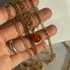 Brown dyed  jade pendant gold chain necklace non tarnish necklace kids w…